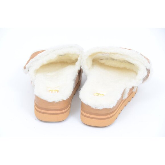Rare REEF Vista Hi Shearling Womens 7 Leather Sandal Hook & Loop Footbed NEW - Picture 4 of 10